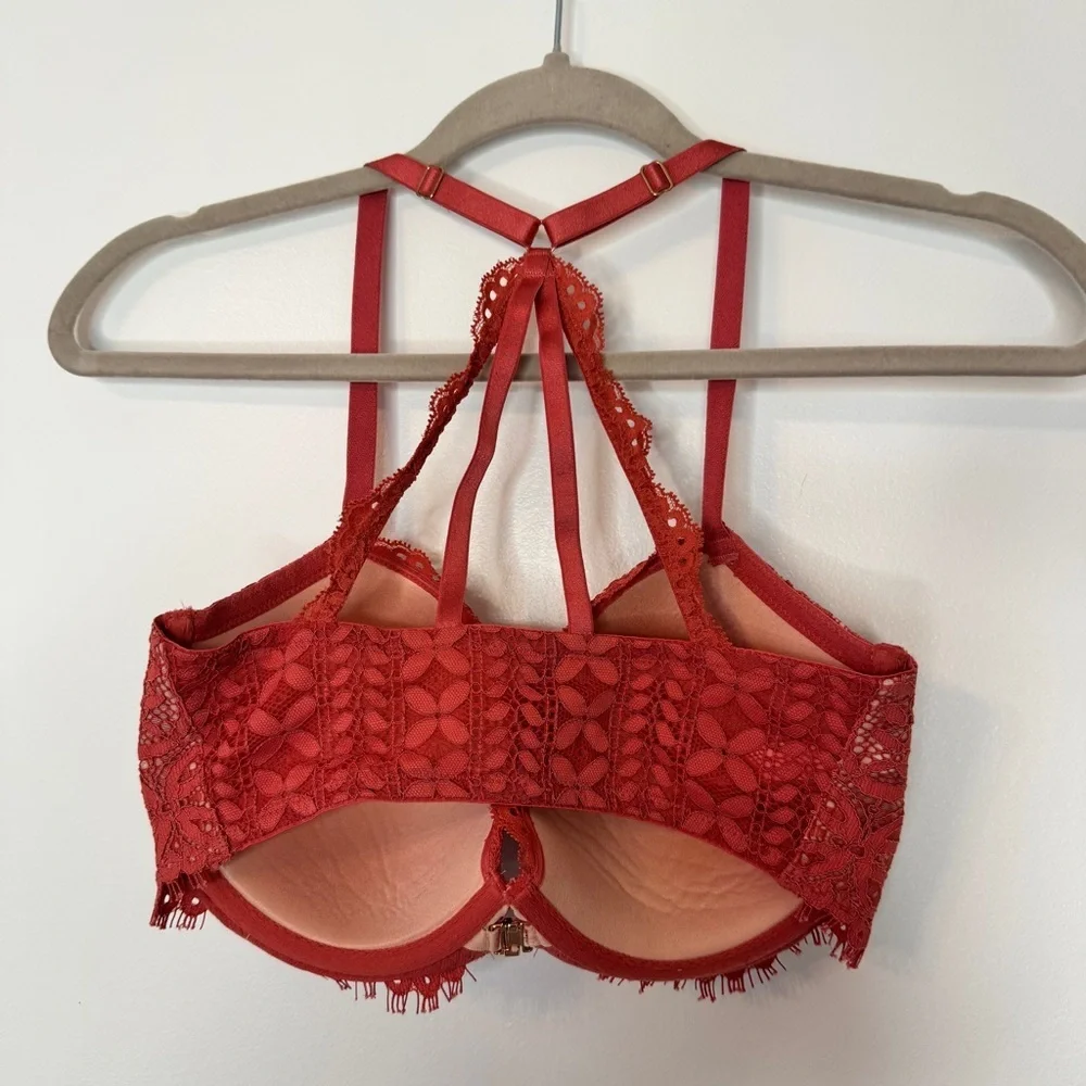 Victoria's Secret Bra Dream Angels Lined Demi Lace Racerback Front Closure 32DDD - Picture 2 of 14
